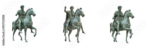 Foto Equestrian Statue of Marcus Aurelius isolated on white background random angle f