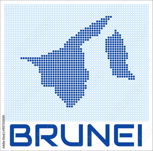 Brunei dot map. Dotted shape of the country. Brunei boundary dots with title. Vector illustration.