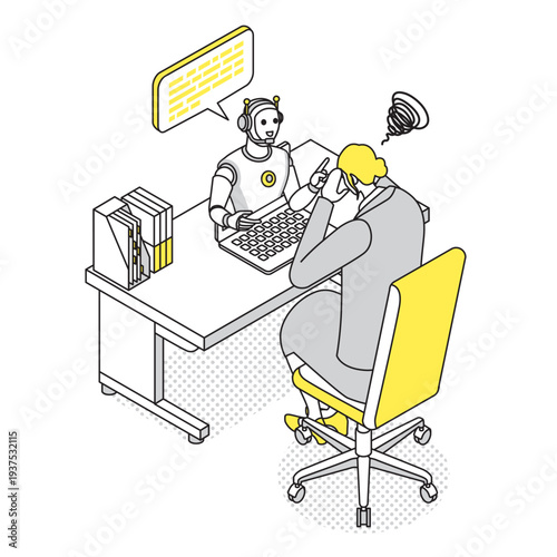 AIに相談して困る女性のイラスト