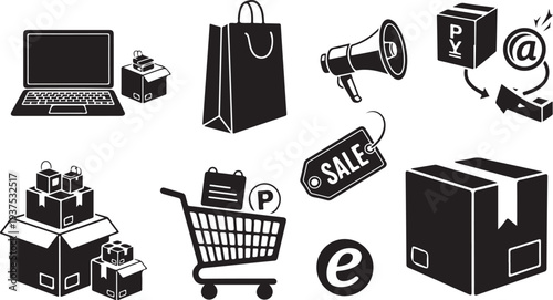 E-commerce icons for online shopping and retail business solutions