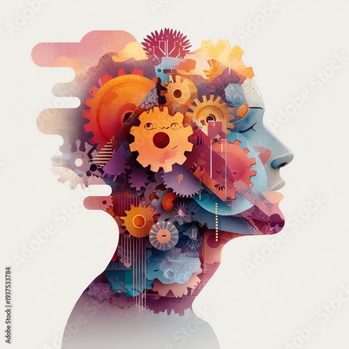 Wallpaper Mural Cogwheels brain concept illustration Torontodigital.ca