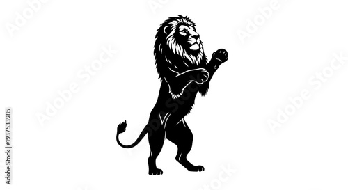 Black Silhouette of a Rearing Lion