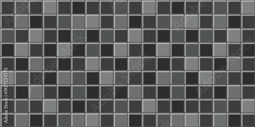 Abstract geometric pattern of square tiles featuring a seamless design in shades of gray and black vector illustration