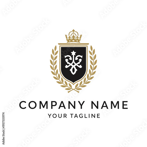 Luxury Company Logo Design with Crown.