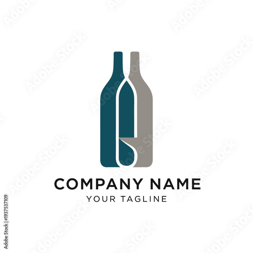 Stylized Wine Bottle Logo Design Element.