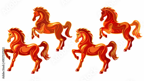 Fiery horses in dynamic poses a vibrant and artistic illustration