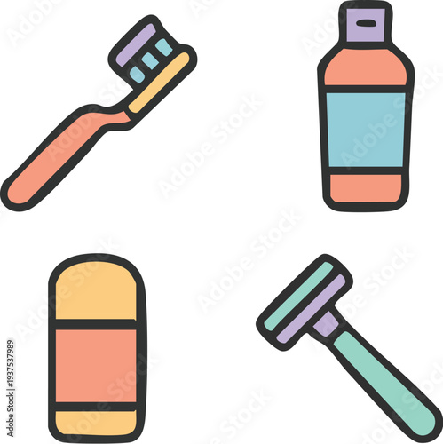 Bathroom Essentials Toothbrush Razor Soap.