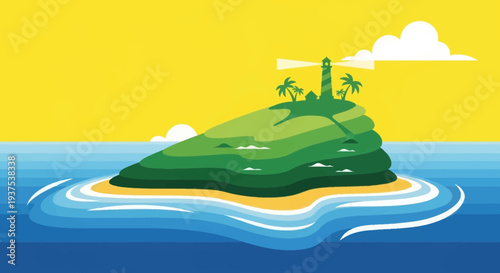 Island Lighthouse Tropical Paradise