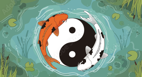 Yin Yang Koi Fish Symbol Harmony