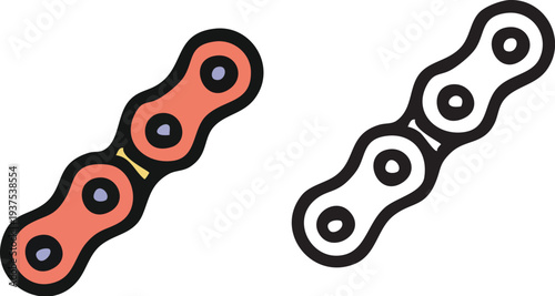 Bicycle Chain Links Icon Set.