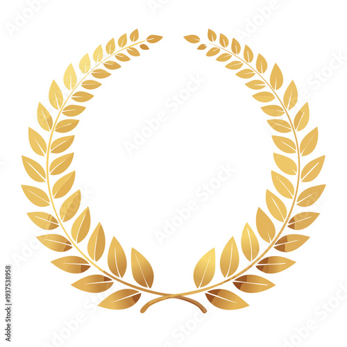 ゴールド月桂樹王冠の円形フレーム高級ベクター素材
