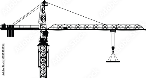 Tower crane lifting suspended load
