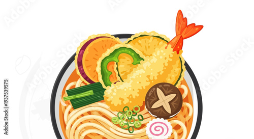 Japanese Udon Noodle Soup with Tempura