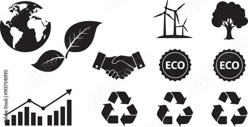 Eco Friendly Icons and Symbols for Sustainable Living and Green Earth