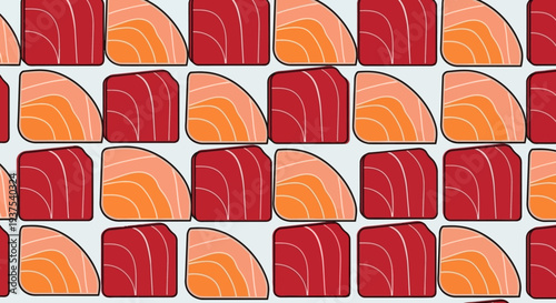 Salmon Tuna Sushi Slices Pattern