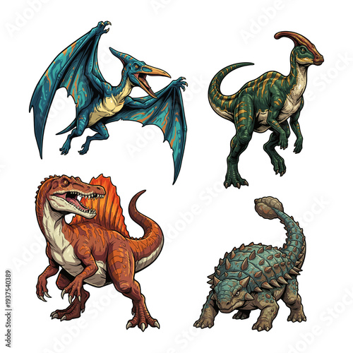 Hand Drawn Prehistoric Dinosaur Illustration Collection