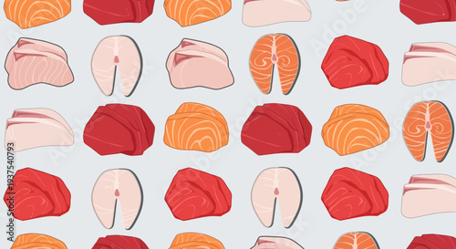 Fresh Fish Slices Assortment Pattern