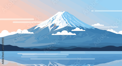 Mount Fuji Snow Peak Reflection Lake Landscape