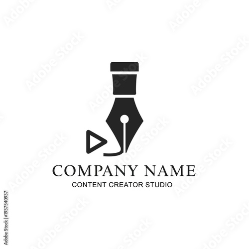 Fountain Pen Nib Logo Design Element.
