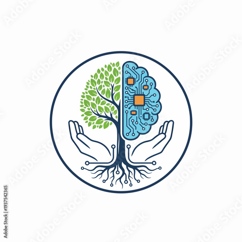 nature and technology brain tree logo
