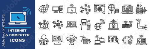internet & computer icons set