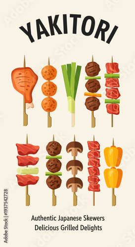 Yakitori Japanese Skewers Food Illustration