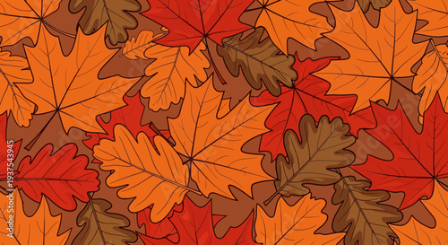 Vibrant autumn leaves pattern in shades of orange and red.