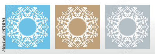 Set of decorative frames Elegant vector element for design in Eastern style, place for text. Floral colored frames. Lace illustration for invitations and greeting cards