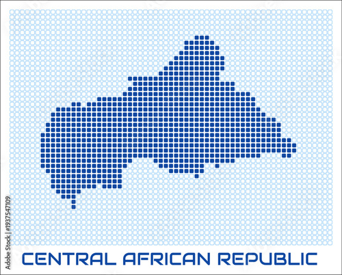 Central African Republic dot map. Dotted shape of the country. Central African Republic boundary dots with title. Vector illustration.