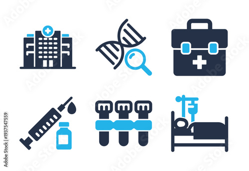 Medical Facilities and Laboratory icon set. Solid glyph series icons
