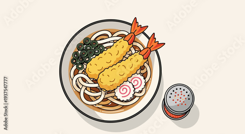 Shrimp Tempura Udon Noodles Bowl