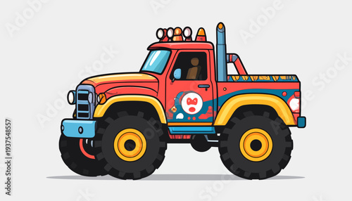 Cartoon Off-Road Truck with Big Tires