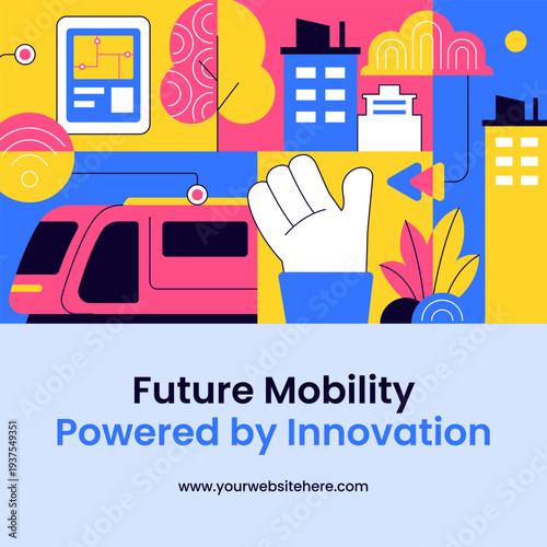 Flat Cartoon Hand Drawn Futuristic Transportation System Social Media Illustration Background