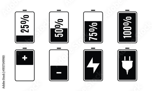 Battery Percentage Levels 25 50 75 100 with Polarity Charging