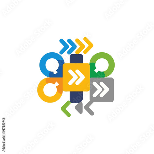 Colorful chat speech bubbles icons.