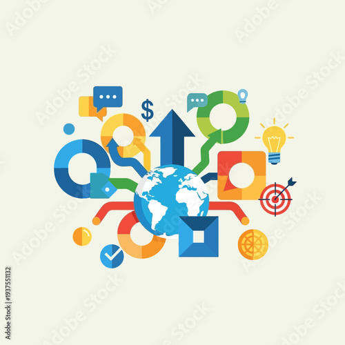Global Business Finance Icons Design Elements.