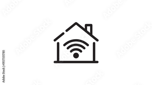 Smart home icon with Wi-Fi connectivity.