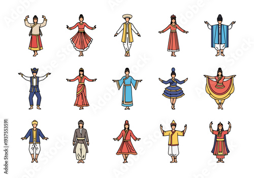 Diverse Individuals Displaying Traditional Cultural Apparel From Around The World In Artistic Representation