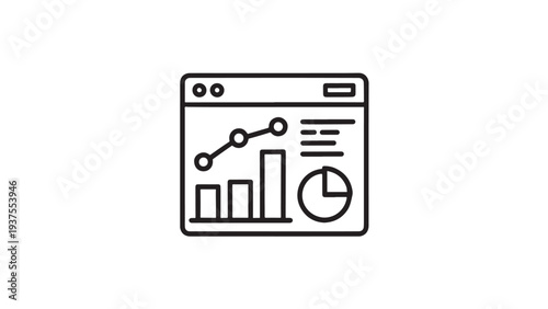 Data analytics dashboard icon with charts.