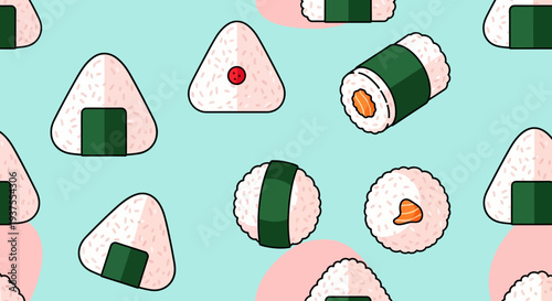Japanese Onigiri Sushi Pattern