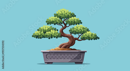 Pixel Art Bonsai Tree in Pot