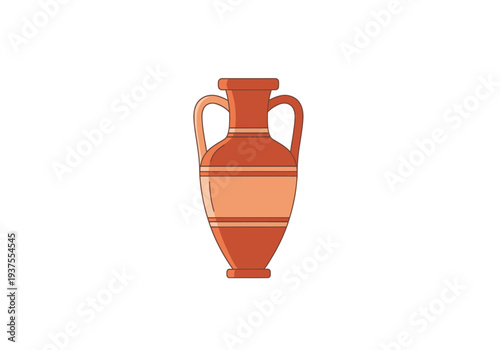 Ancient Clay Amphora Vessel With Two Handles On White Background Representing History And Tradition In Simple Style