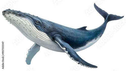 Humpback Whale Swimming in Ocean Waters Illustration