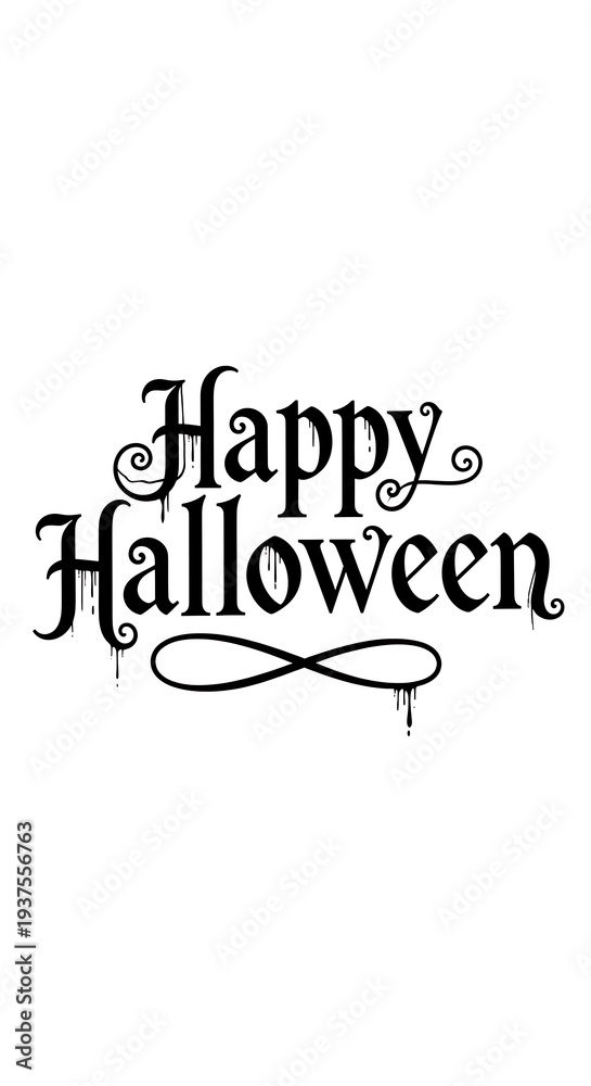 Fototapeta premium Elegant Happy Halloween Text Design with Dripping Ink Effect.