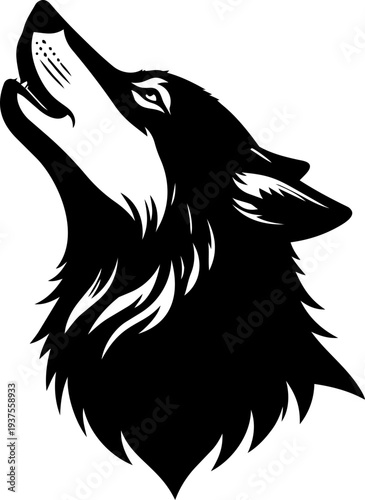 Black and White Wolf Illustration.