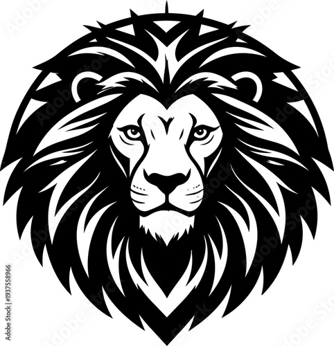 Lion Head Illustration with Crown.