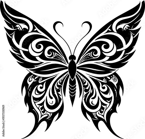 Black and White Butterfly Illustration 2.