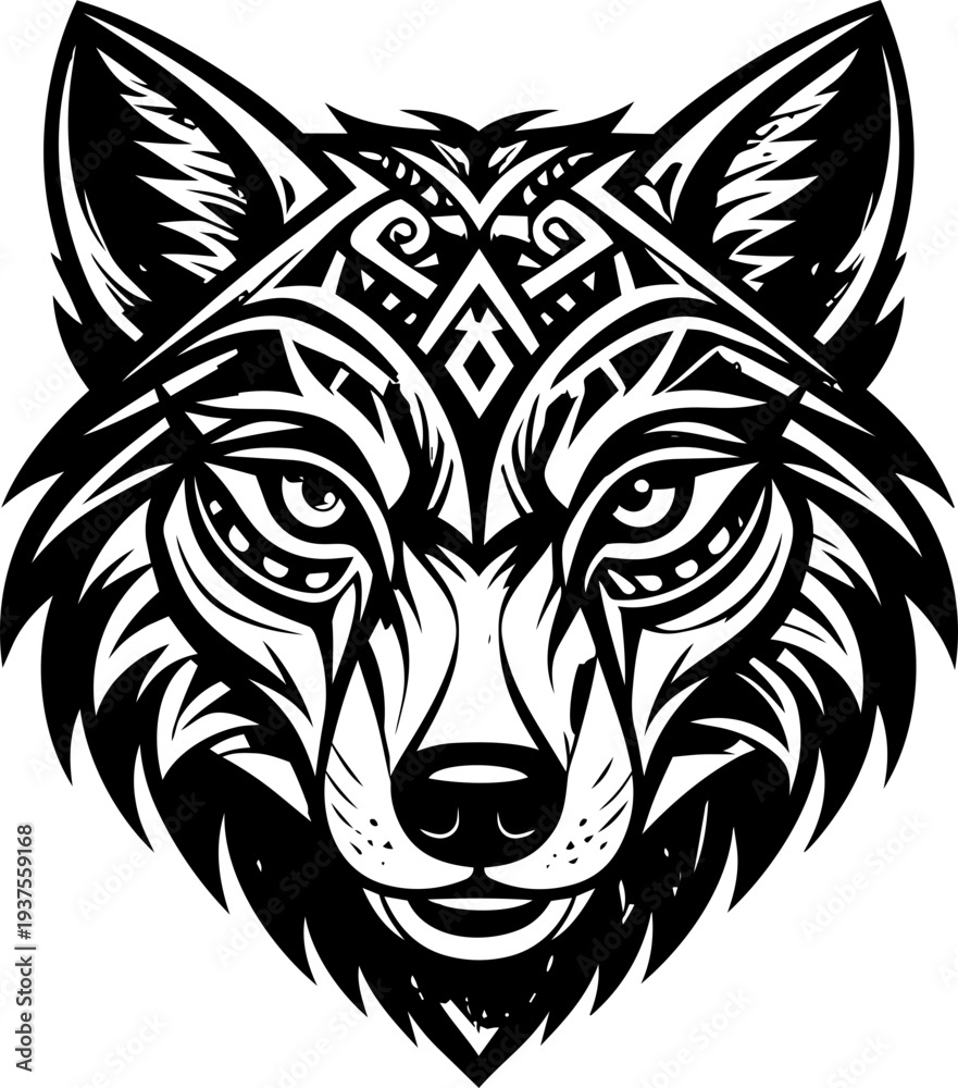 Fototapeta premium Tribal Wolf Head Illustration Design.