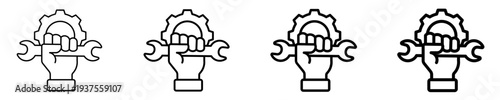 Mechanical Wrench  Icon Set Different Style Collection