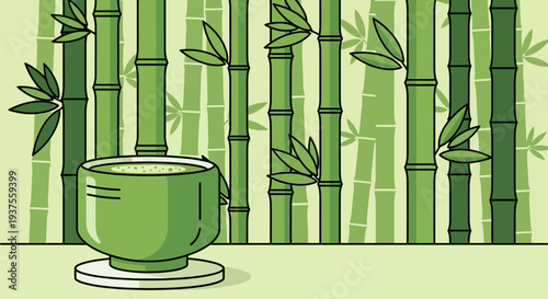 Green Tea Bowl Bamboo Forest